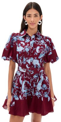 Hemant and Nandita Collared Mini Shirt Dress Merlot L