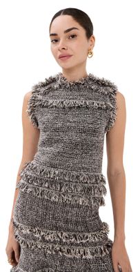 Ulla Johnson Kassi Knit Tweed Sleeveless Top Dawn L