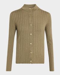 Button-Down Shimmer Rib Knit Sweater