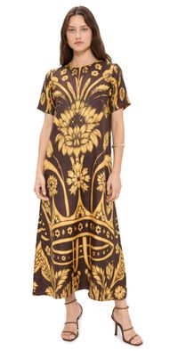 F. R.S For Restless Sleepers Criso Dress Brown Background With Crown S