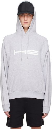 HELIOT EMIL Gray Cracked Print Hoodie