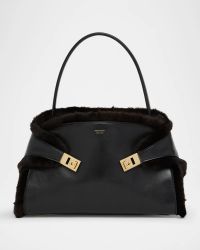 Hug Leather & Shearling Shoulder Bag