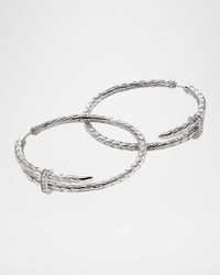 Sterling Silver Diamond Spear Hoop Earrings