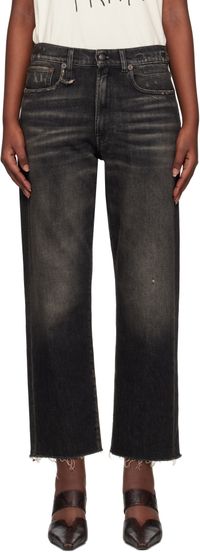 R13 Black Straight-Leg Boyfriend Jeans