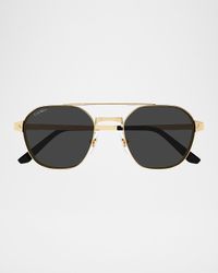 Men's Double-Bridge Metal Aviator Sunglasses