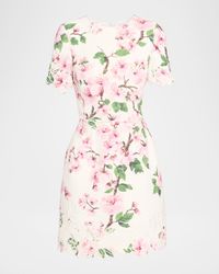 Floral Embroidered Tweed Mini Dress