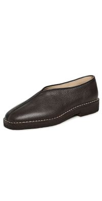 Lemaire Piped Crepe Slippers Dark Brown 39