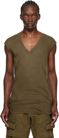 Rick Owens T-shirt kaki à col en V plongeant - Porterville