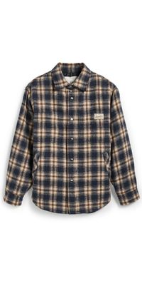 DUNST Unisex Quilted Check Flannel Shirt Navy Check L