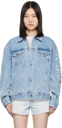 Ksubi Blue Oversized Torn Up Denim Jacket