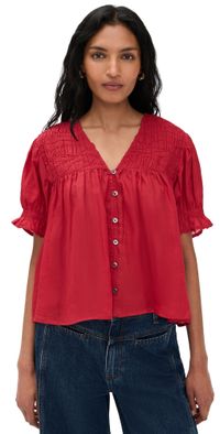 Sea Imogen Solid Short Sleeve Top Red S