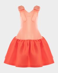Girl's Sleeveless Two-Tone Satin Dress, Size 3T-12