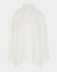 Satin Box Check Jacquard Wide Longer-Back Double-Stand Collar Shirt (Mid Plus Length)