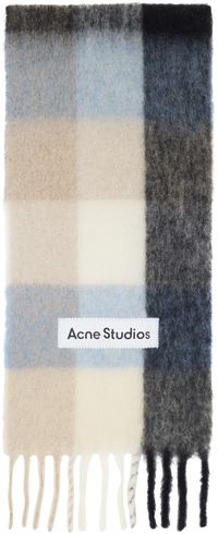 Acne Studios Blue & Beige Mohair Checked Scarf