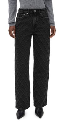 rag & bone Logan Mid Rise Wide Leg Jeans Qwblk 34