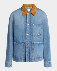 Suede Collar Vintage Indigo Denim Jacket