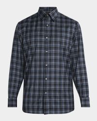Men's Wool Check Casual Button-Down Shirt