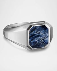 Men's Streamline Signet Ring in Silver with Pietersite, 14mm
