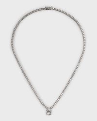 Sterling Silver Cubic Zirconia Pear Center Tennis Necklace