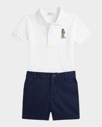 Boy's Mesh Polo Shirt & Chino Shorts Set, Size 3M-24M
