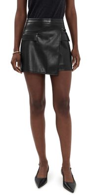PAIGE Isca Faux Leather Skirt Black 6