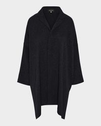 Damask Cloque Wide Longer-Back Double Stand-Collar Shirt With Slits (Very Long Length)