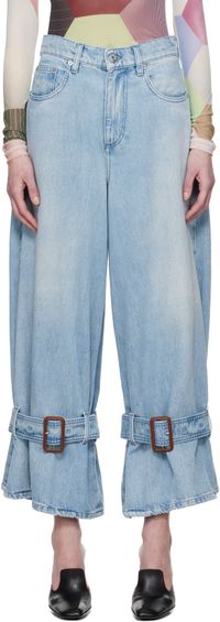 JW Anderson Blue Buckled Cuff Jeans