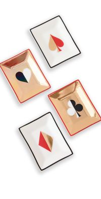 Jonathan Adler Set Of 4 Dealer's Choice Petite Trays Red/White/Black/Brass One Size
