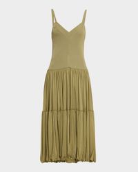 Sleeveless Drop-Waist Tiered Midi Dress