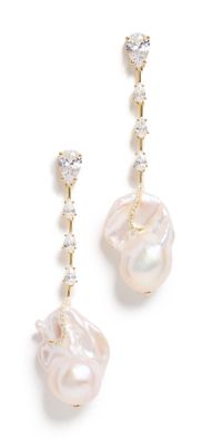 By Adina Eden 14k Dangling Baroque Pearl Stud Earrings Gold One Size