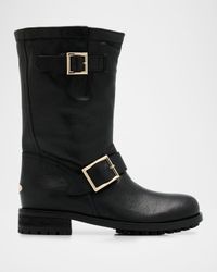 Biker Mid Leather Mid-Calf Boots