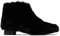 MM6 Maison Margiela Kids Black Faux-Fur Ankle Boots