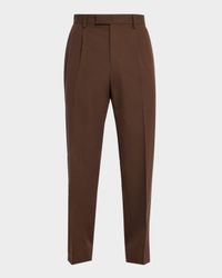 Men's Cotton and Wool Single-Pleated Trousers