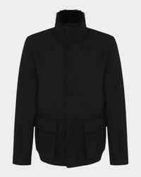Men's Loro Piana Wool Jacket With Detachable Merino Shearling Lamb Collar