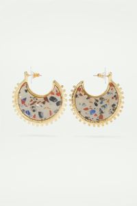 Les Nereides - Boucles d'oreilles tiges créoles terrazzo - Taille Unique - Multicolore