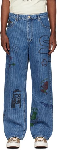 Small Talk Studio SSENSE Exclusive Blue Hand Drawn Jeans