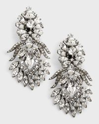 Silver Crystal Peacock Drop Clip-On Earrings