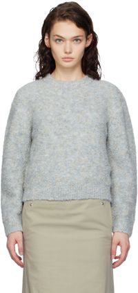 AMOMENTO Blue Mix Bouclé Crop Knit Sweater