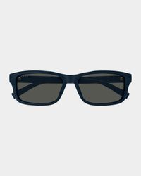 Men's Rectangular Plastic Sunglasses