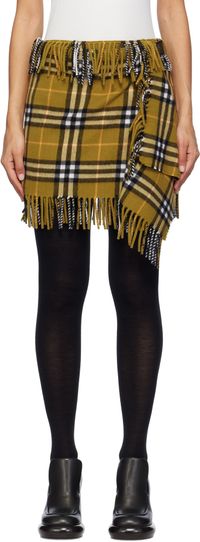 Burberry Brown Check Wool Cashmere Scarf Miniskirt