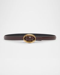 Double Oval Skinny Leather Belt