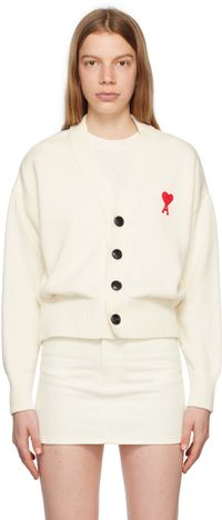 AMI Paris Off-White Ami de Cœur Cardigan