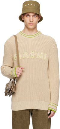 Marni Pull beige à appliqués à logo