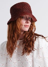 Camalya - Chapeau réglable tissé et ajouré en raphia - Taille Unique - Marron