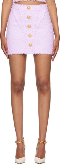 Balmain Purple Button Miniskirt
