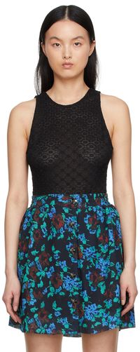 GANNI Black Nylon Bodysuit