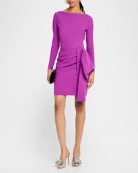 Draped Bateau-Neck Bodycon Mini Dress