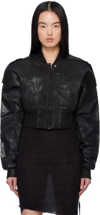 Rick Owens DRKSHDW Black Hollywood Cropped Denim Flight Jacket