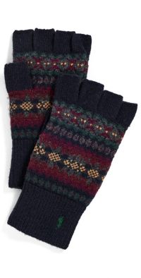 Polo Ralph Lauren Fair Isle Fingerless Gloves Navy Multi One Size