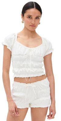 Bailey Rose Smocked Top White Denim M